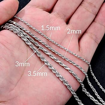 ヒー　ロープチェーン Amazon | 925スターリングシルバー ロープチェーン 1.5mm 2mm